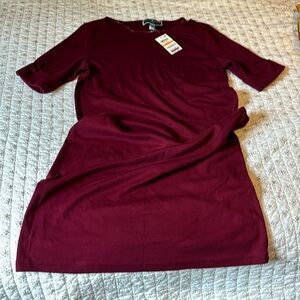 NWT Karen Scott sport Merlot dress. Stretch 100% cotton and boat neck